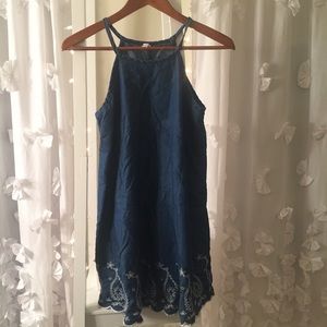 Denim Halter Swing Tank Dress